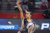 Keys of the USA performs during the 14th edition of the Rhythmic Gymnastics World Cup in Sofia, Bulgaria. (Photo via Getty Images)